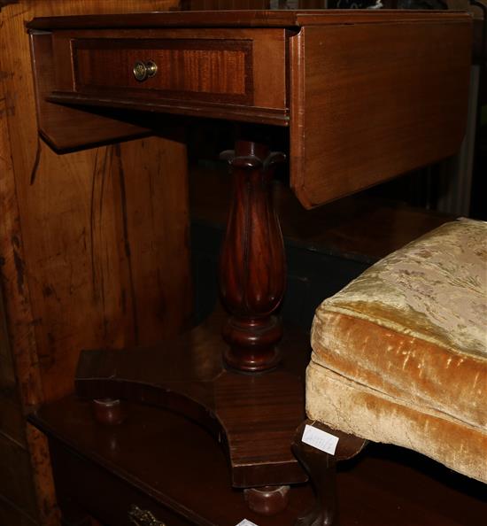 Inlaid drop flap table with a drawer